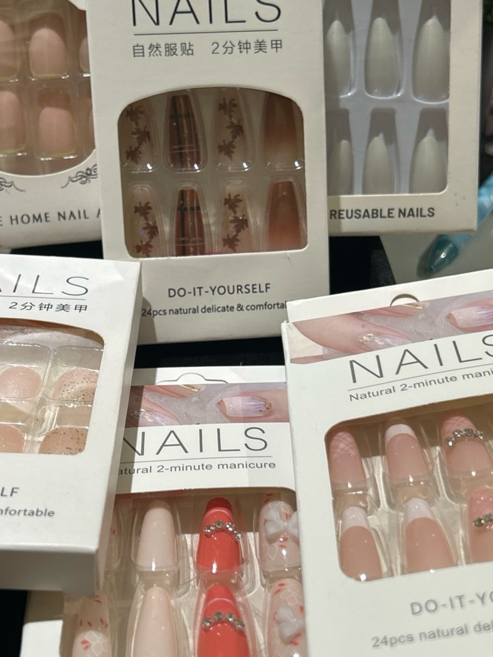 Assorted Press-On Nail Sets in Pink, Nude & Coral